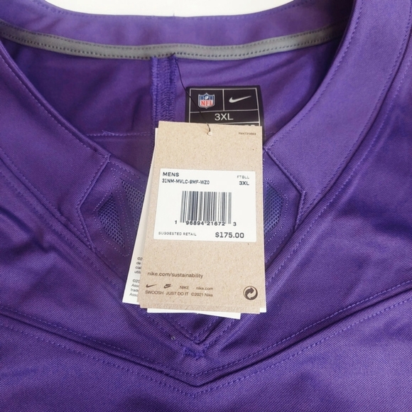NFL Minnesota Vikings Jersey Mens 3XL Justin Jefferson #2 Purple MISPRINT - Picture 2 of 6